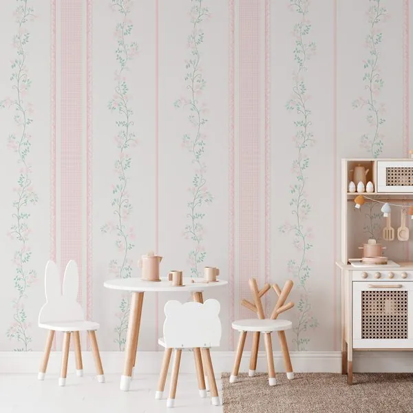 Afeto em Listras Soft — ambiente com o papel de parede aplicado