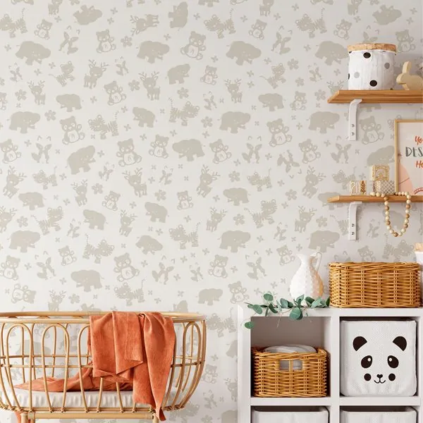 Bichinhos Areia — ambiente com o papel de parede aplicado