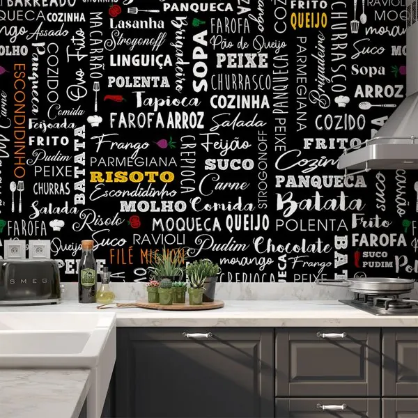 Cozinhando com Palavras — ambiente com o papel de parede aplicado