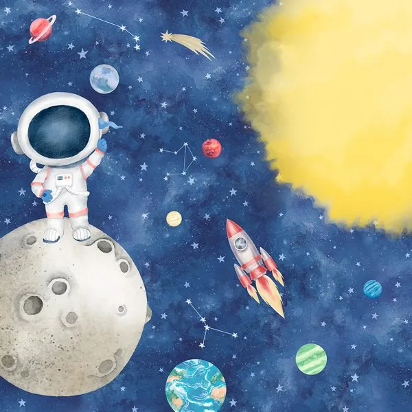 Desbravando o Espaço Aquarela — estampa do papel de parede