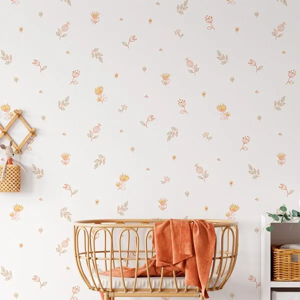Dessin Florezinhas — ambiente com o papel de parede aplicado