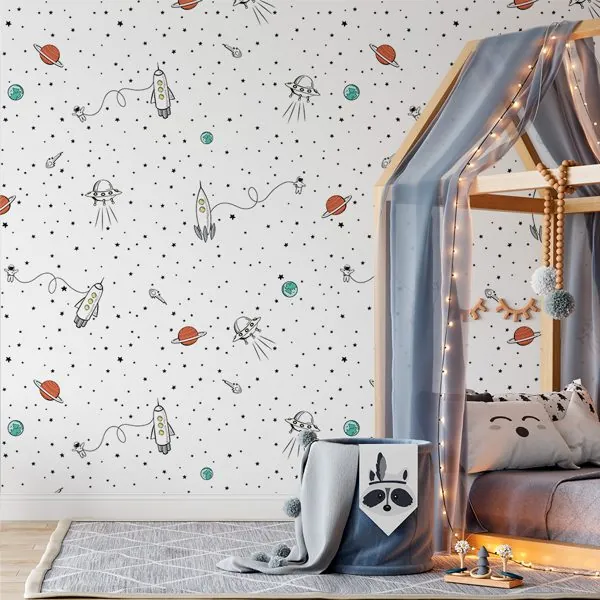 Espaço Infantil — ambiente com o papel de parede aplicado