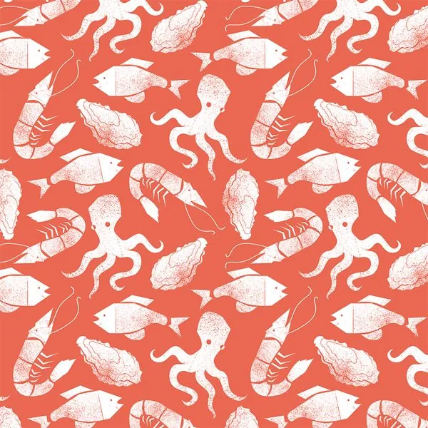 Frutos do Mar Vermelho — estampa do papel de parede