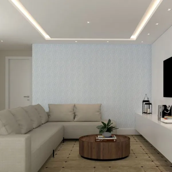 Geometric Chains Azul — ambiente com o papel de parede aplicado