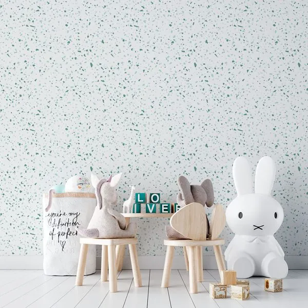 Granilite Verde — ambiente com o papel de parede aplicado