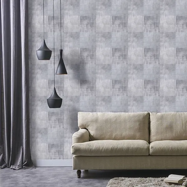 Graphic Cinza — ambiente com o papel de parede aplicado