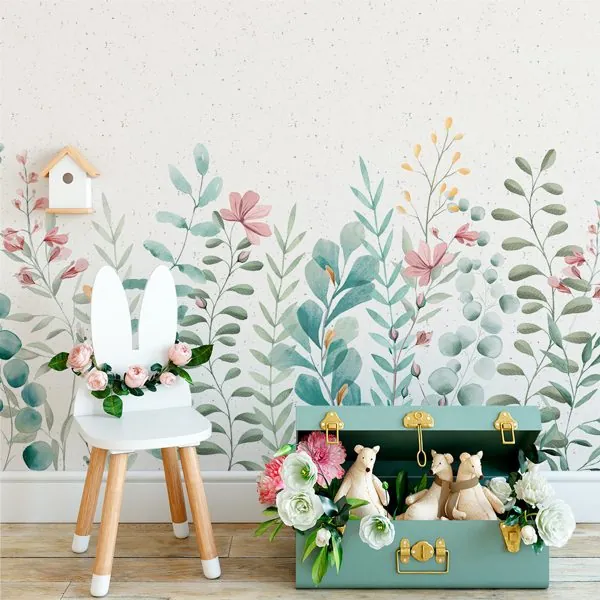 Jardim Aquarela — ambiente com o papel de parede aplicado