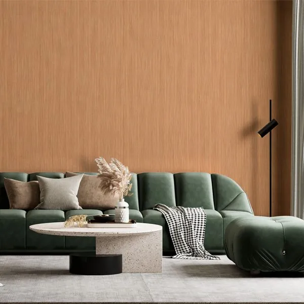 Laminado de Madeira Cedro — ambiente com o papel de parede aplicado