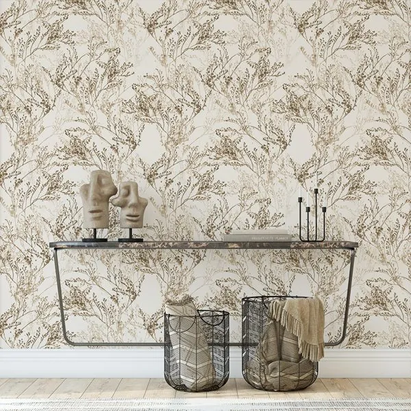 Liberty Marrom — ambiente com o papel de parede aplicado
