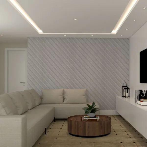 Linen Abstrato Waves Cinza — ambiente com o papel de parede aplicado