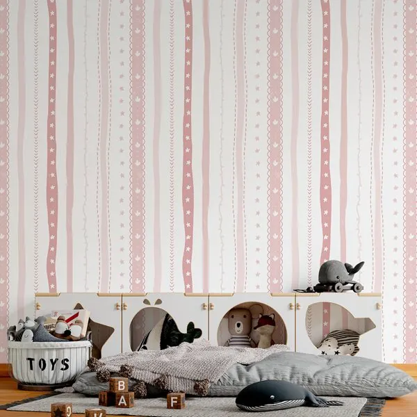 Listras Happy Rosé — ambiente com o papel de parede aplicado