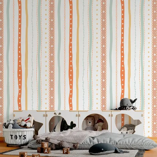 Listras Happy — ambiente com o papel de parede aplicado
