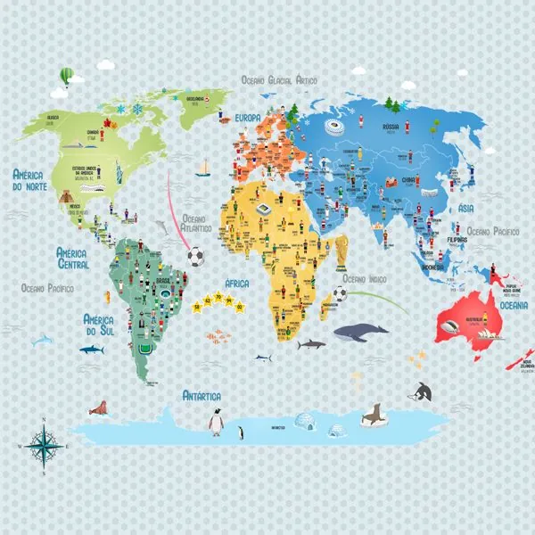 Mapa Mundi Seleções — estampa do papel de parede