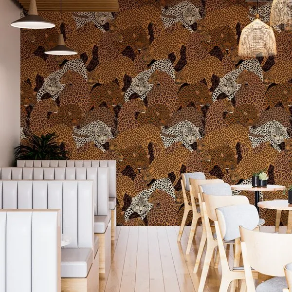Onças Art — ambiente com o papel de parede aplicado