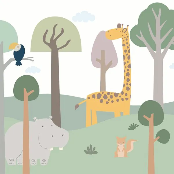 Safari Bebê Lúdico — estampa do papel de parede