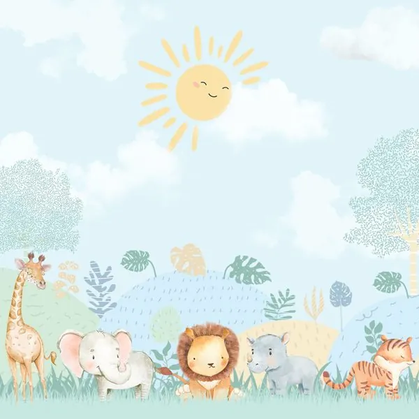 Safari Dia Ensolarado — estampa do papel de parede