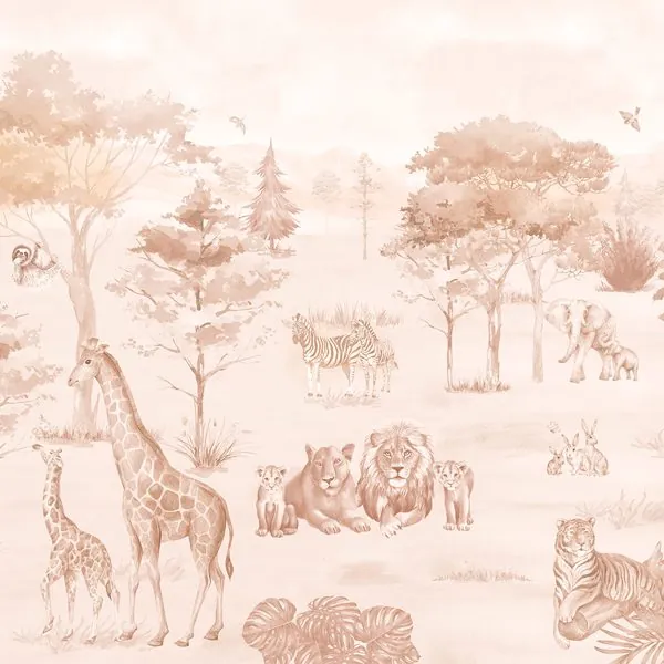 Safari Monocromático Peach Fuzz — estampa do papel de parede