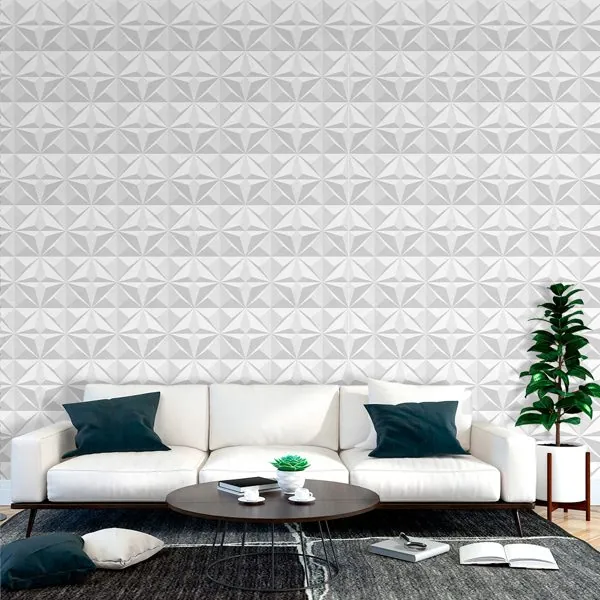 Star 3D Branco — ambiente com o papel de parede aplicado