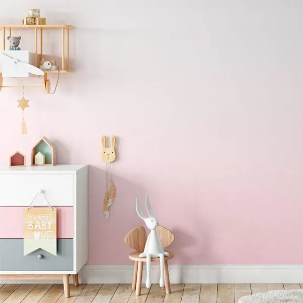 Textura Degrade Rosa — ambiente com o papel de parede aplicado