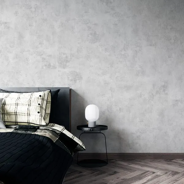Textura Desgastada Cinza — ambiente com o papel de parede aplicado