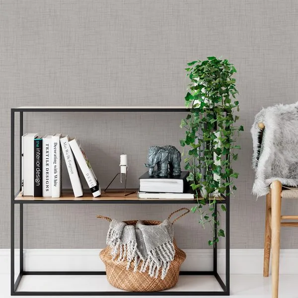 Textura Flame Camurça — ambiente com o papel de parede aplicado
