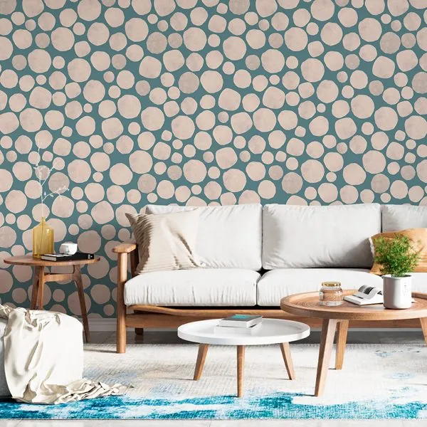 Toras Abstratas Azul — ambiente com o papel de parede aplicado