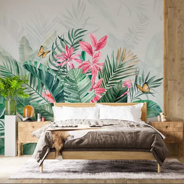 Tropical Feelings Verde — ambiente com o papel de parede aplicado