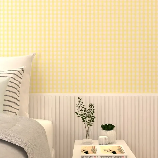 Xadrez Amarelo — ambiente com o papel de parede aplicado